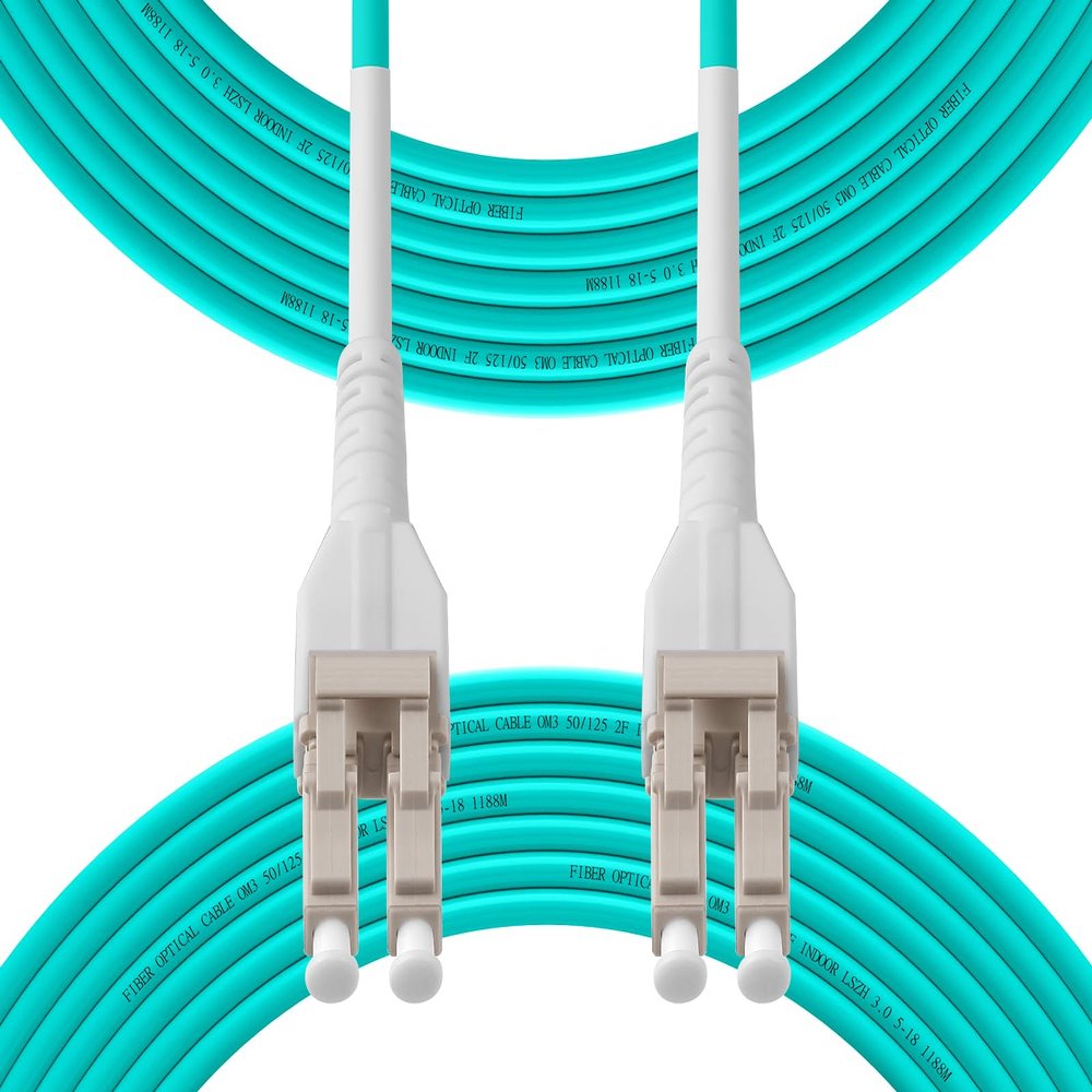 Fibergaga-Uniboot OM3 LC to LC Fiber Patch Cable, Multi-Mode Duplex Fiber Optic Cable Jumper Optical Patch Cord 10GB, 50/125m,LSZH Jacket,Length Options: 0.5m-100m,20M(66ft)
