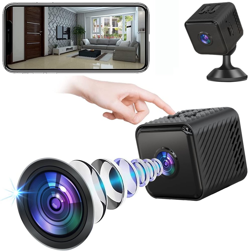 DirectNine Basics Small Square Camera, Mini Wireless Camera Has an Ultra-Small Size, with Automatic Night Vision, High-Definition Lens, and 1080P Mode, black, DY-HC-SXJ-0415