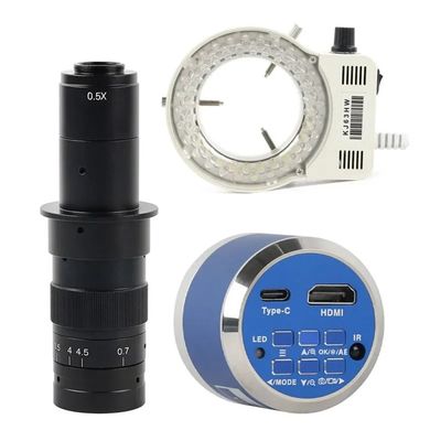 Microscope Accessories Kit 4K 2K 48MP 55MP FHD HDMI USB Electronic Eyepiece Video Microscope Camera +Adjustable Zoom 180X C-MOUNT Lens For PCB Phone Repair Microscope Slides ( Color : 12MP Camera with