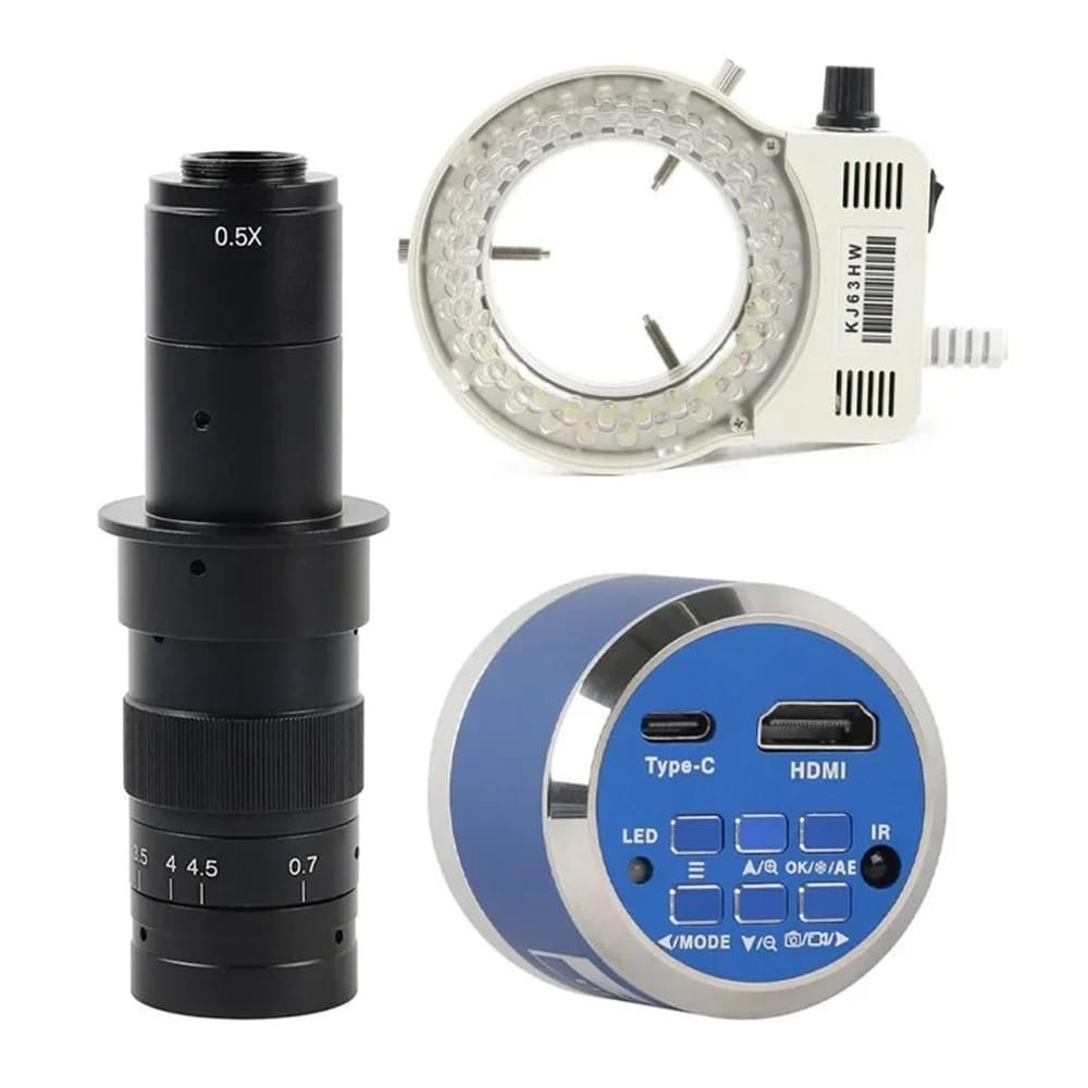 Microscope Accessories Kit 4K 2K 48MP 55MP FHD HDMI USB Electronic Eyepiece Video Microscope Camera +Adjustable Zoom 180X C-MOUNT Lens For PCB Phone Repair Microscope Slides ( Color : 12MP Camera with