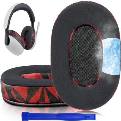 SOULWIT Cooling Gel Replacement Earpads for Sony Inzone H7(WH-G700)/H9(WH-G900N) Wireless Gaming Headset, Ear Pads Cushions with Noise Isolation Foam, Ice Silk Fabric - Red Storm
