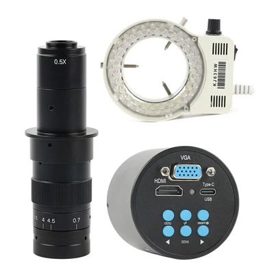 Microscope Accessories Kit 4K 2K 48MP 55MP FHD HDMI USB Electronic Eyepiece Video Microscope Camera +Adjustable Zoom 180X C-MOUNT Lens For PCB Phone Repair Microscope Slides ( Color : Camera with LED