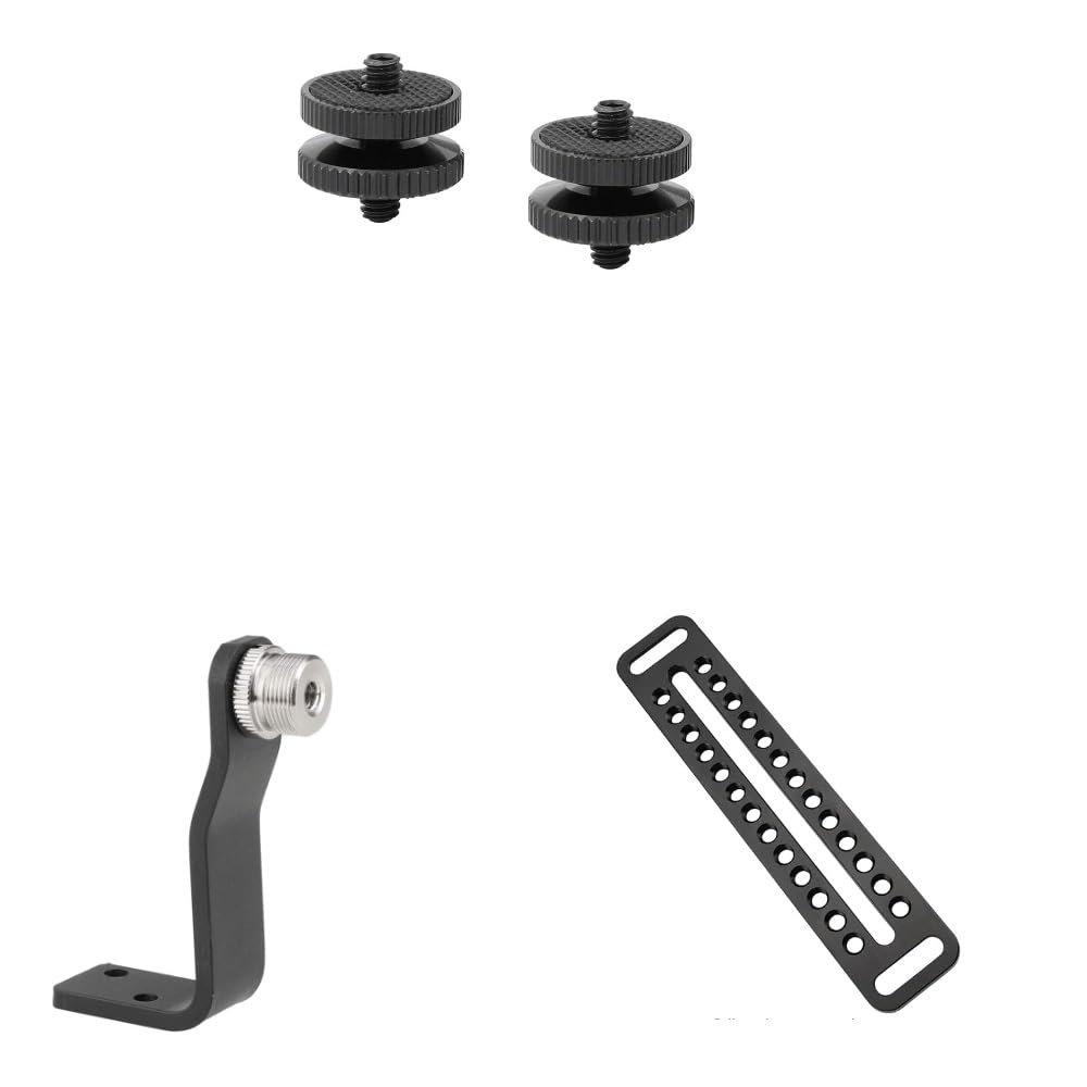 CAMVATE 1/4"-20 Male Thread Screw + Long Cheese Plate + Microphone Screw Adapter 5/8'' Male to 1/4'' Female
