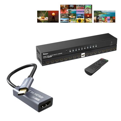 4K HDMI Quad Multi-viewer 161 + Yinker 4K Type-C to HDMI Adapter