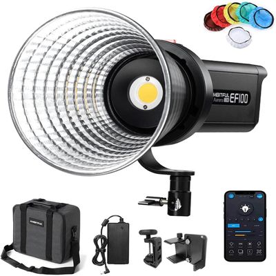 AMBITFUL EF100 100W 5600K Aurora COB LED Video Light,CRI 95+, TLCI 97+,Built-in FX Effects for Still Life Photography, Portrait, Studio Lighting,Interview Lighting,Support APP Control