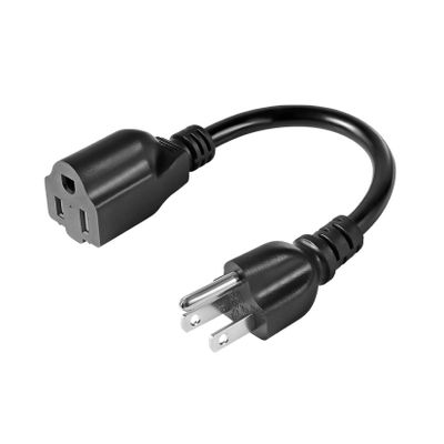 UL Listed SJT 16AWG 13A Heavy Duty Short Power Extension Cord Cable 8" - VSEER 3 Prong Grounded Outlet Saver Extension Cords Plug NEMA 5-15P to NEMA 5-15R, 8 Inch (Black, 1 Pack)