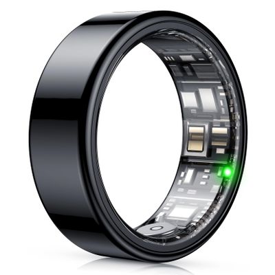 NEWTRENDS Smart Ring, Heart Rate/Sleep/Blood Oxygen Monitoring, Step Count, Wearable Fitness Tracker, APP Bluetooth Connected, IP68 Waterproof, 7 Days Battery Life, Black (Size 10)