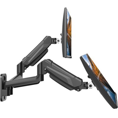 BONTEC Dual Monitor Wall Mount for 13-32 Inch Screens, Height Adjustable Gas Spring Arm with Tilt, Swivel & Rotate, Hold Up to 19.8 lbs, Fully Adjustable, Office & Home Use, VESA 75x75/100x100