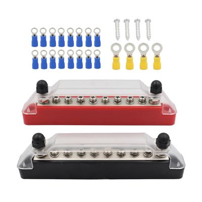 beler 10 Way Style A Red & Black Car Boat Marine Power Distribution Terminal Block Bus Bar