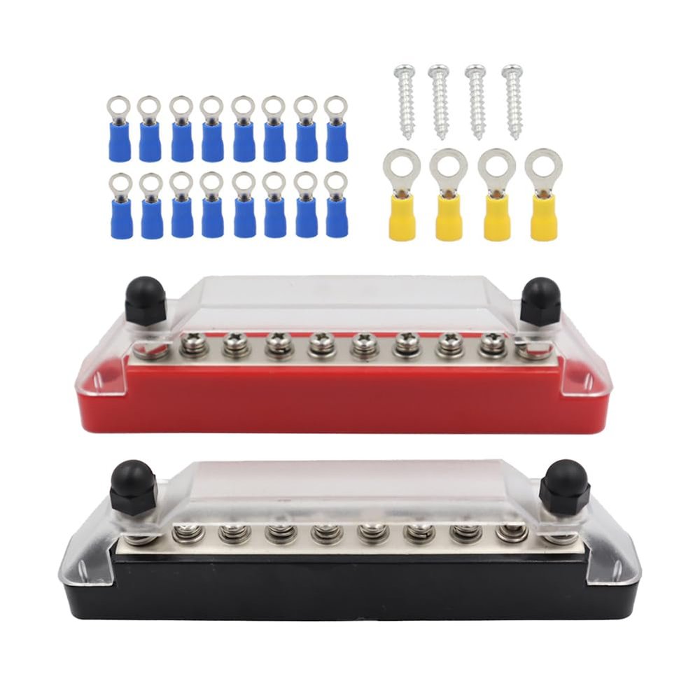 beler 10 Way Style A Red & Black Car Boat Marine Power Distribution Terminal Block Bus Bar