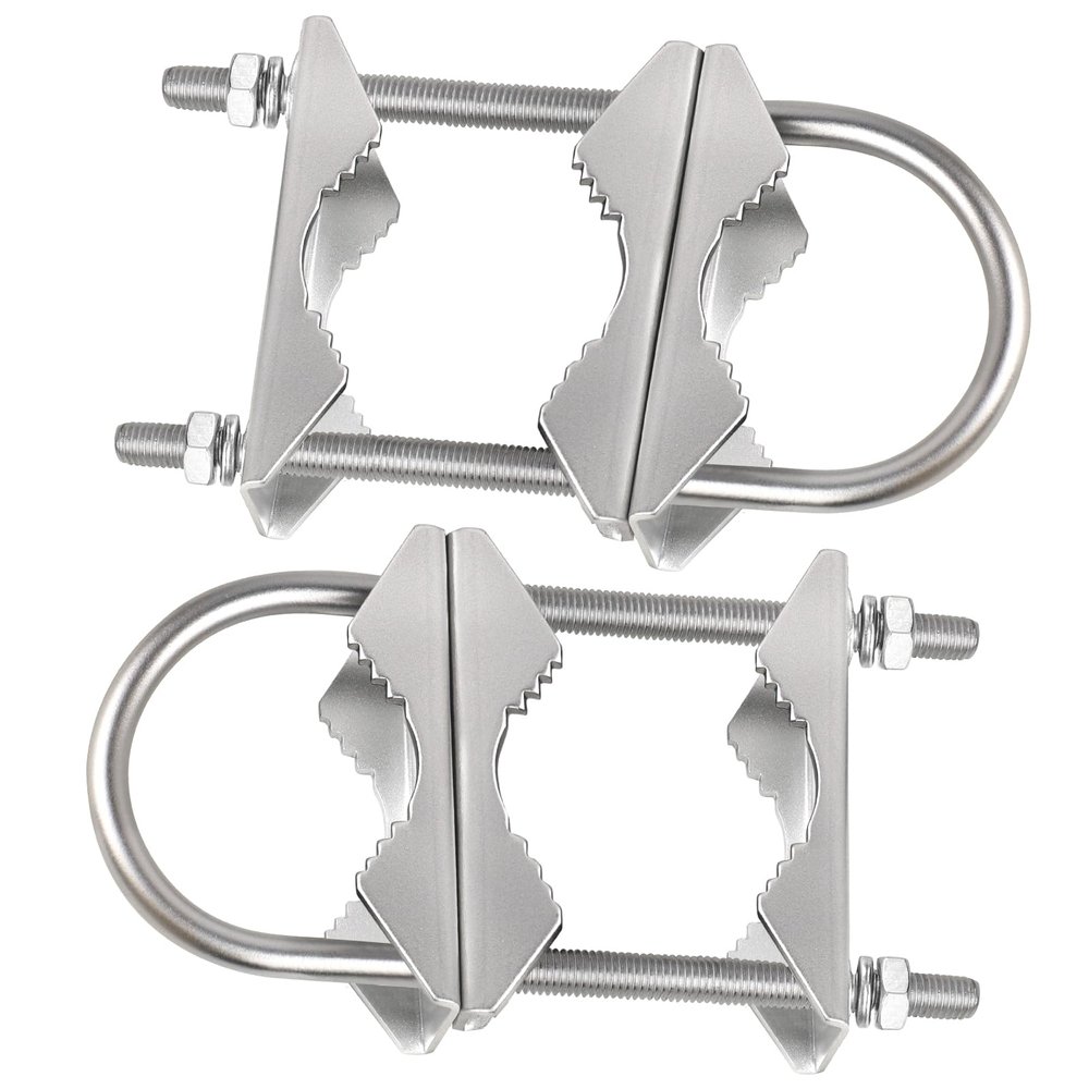 MOOKEERF Double Antenna Mast Clamp - 2 PCS Antenna Pole Mount Bracket V Jaw Block with U Bolts,Heavy Duty Mast Mount Bracket Kit