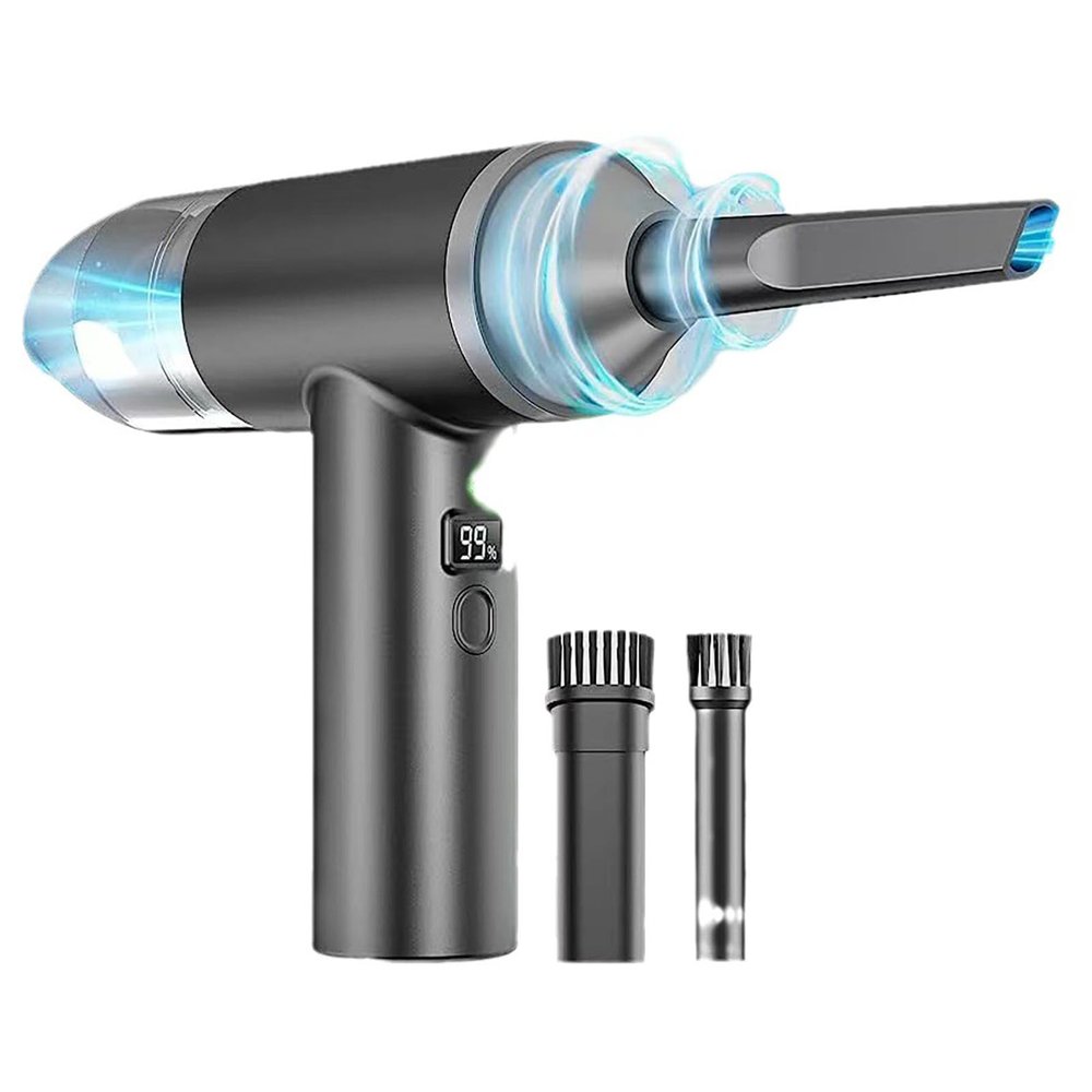 FXNFXLA Compressed Air Duster, 90000RPM Handheld Vacuum and Blower, Wireless 2 in 1 Electric Duster Keyboard Cleaner with Light for Car Vehicle Keyboard Office