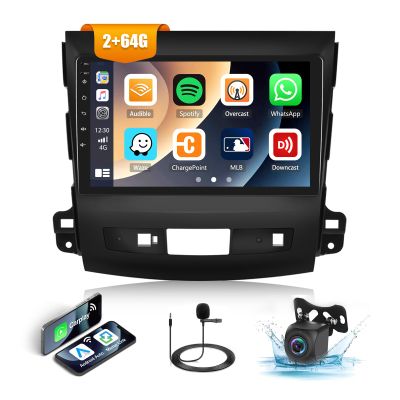 2G+64G Car Stereo Radio for Mitsubishi Outlander 2006-2012 with Wireless CarPlay Android Auto GPS Navigation Head Unit 9" Touch Screen Android 13 Car Radio with WiFi Bluetooth FM RDS HD Backup Camera