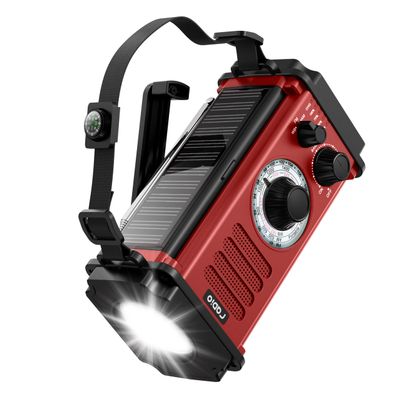 10000wAh/37000mWh Emergency Hand Crank Radio, Solar AM FM NOAA Weather Radio, 5 Charging Methods, Torch & LED Reading Light, SOS Alarm for Winter Storm Emergency, Red