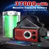 10000wAh/37000mWh Emergency Hand Crank Radio, Solar AM FM NOAA Weather Radio, 5 Charging Methods, Torch & LED Reading Light, SOS Alarm for Winter Storm Emergency, Red view 2
