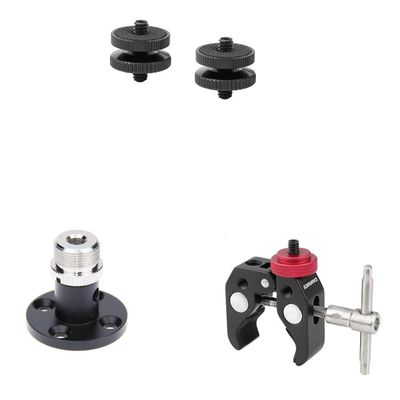 CAMVATE 1/4"-20 Male Thread Screw + Microphone Table Mount with 5/8"-27 Thread + Super Clamp