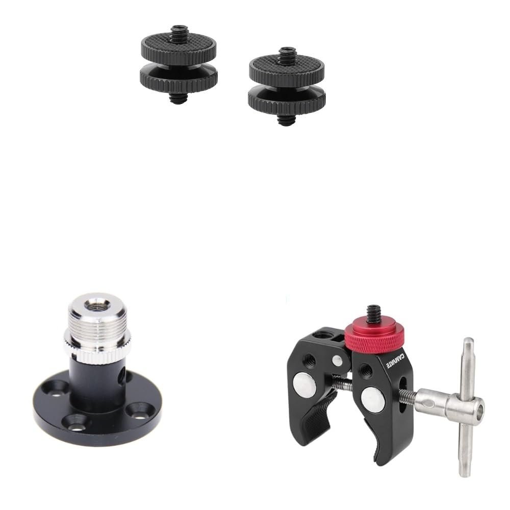 CAMVATE 1/4"-20 Male Thread Screw + Microphone Table Mount with 5/8"-27 Thread + Super Clamp