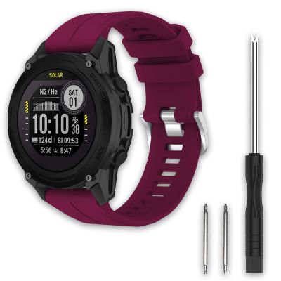 TopPerfekt Sport Bands Compatible with Garmin Descent G1 Solar Watch Band, Soft Silicone Adjustable Watch Strap Replacement for Garmin Descent G1 Solar/Descent G1-Wine Red