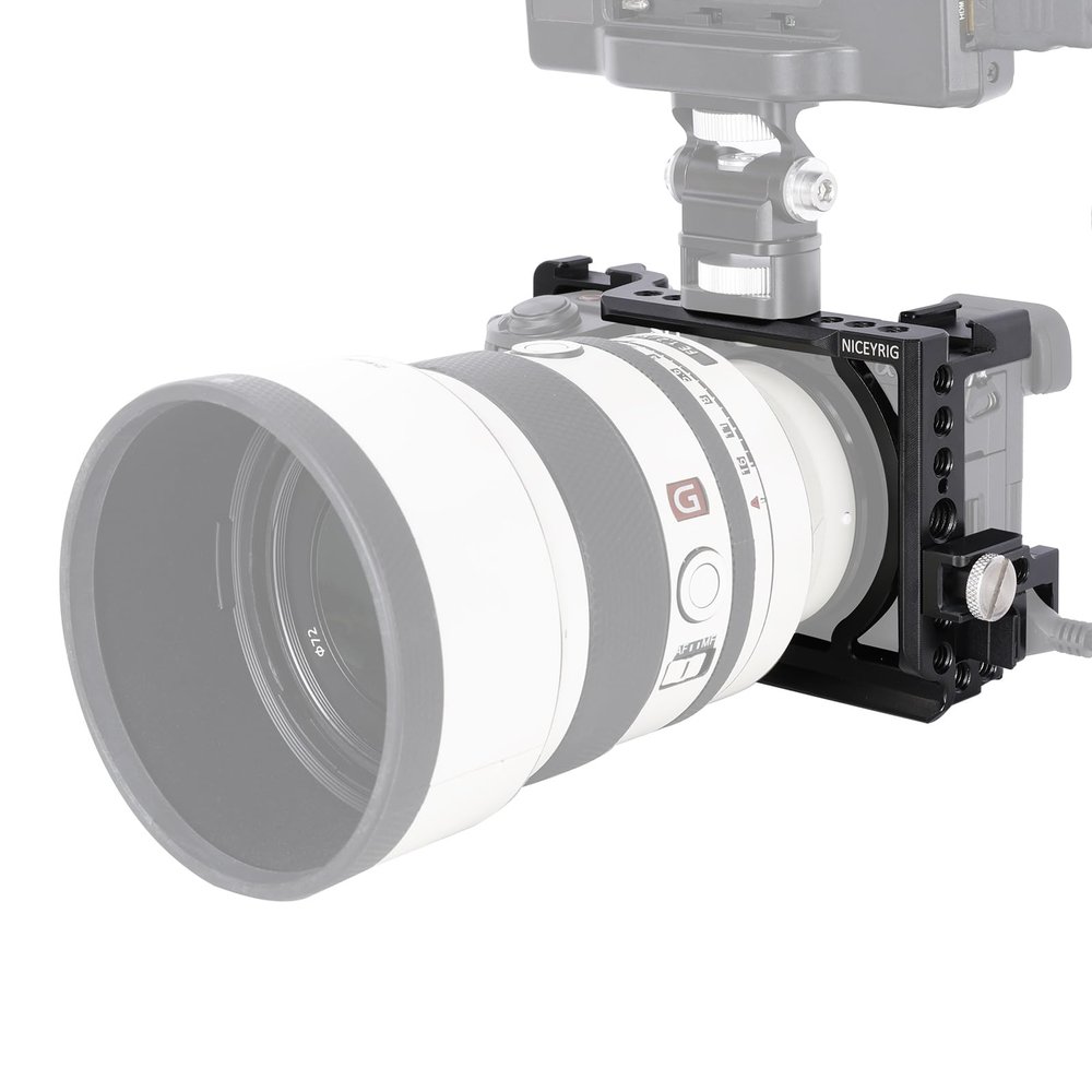 NICEYRIG A6700 Cage Kit with HDMI Cable Clamp for Sony Alpha A6700 Mirrorless Camera, Full Video Cage Built-in Quick Release Plate for ARCA-Swiss Style, Dual Cold Shoe