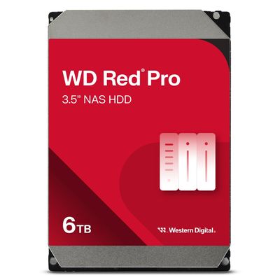 Western Digital 6TB WD Red Pro NAS Internal Hard Drive HDD - 7200 RPM, SATA 6 Gb/s, CMR, 256 MB Cache, 3.5" - WD6005FFBX