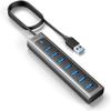GiGimundo USB 3.0 Hub, 7-Port USB Extender Hub with 3.3FT Long Cable, USB Splitter, Aluminum High-Speed 5Gbps USB Hub for PC, Laptop, Desktop, Computer, PS5, XPS(Gray,1M) view 1