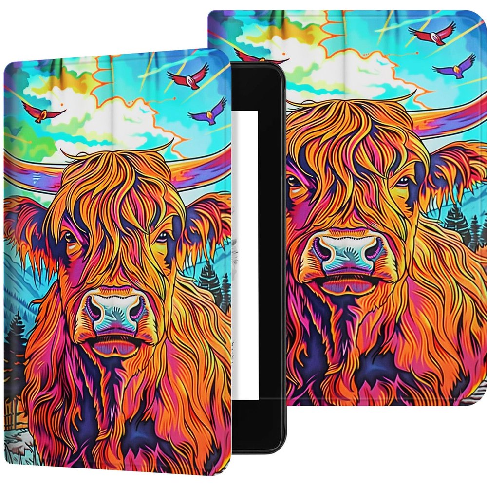 Case for 6" All-New Kindle (11th Generation, 2022 Release), Slim PU Leather Kindle 2022 E-Reader Adjustable Stand, with Auto Sleep/Wake Smart Cover for Amazon Kindle Case 6 inch, Cute Highland