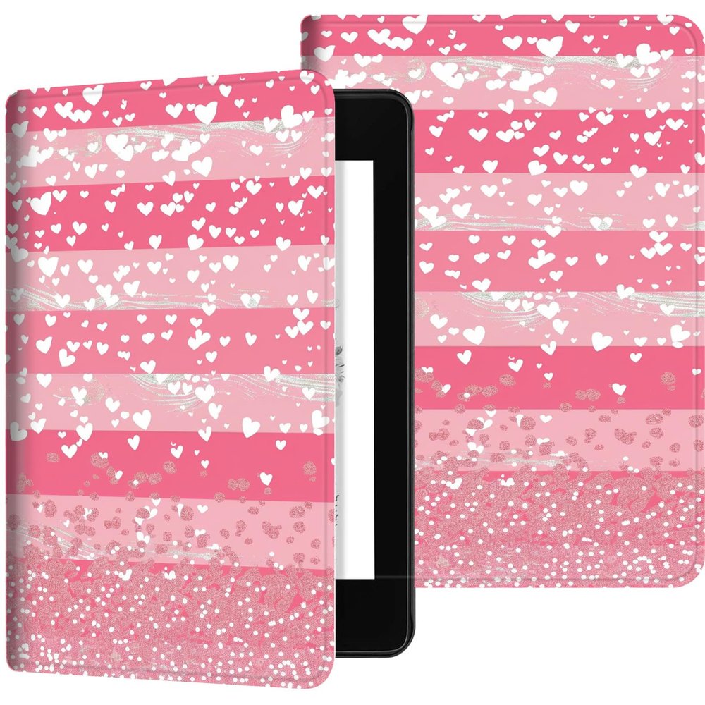 Case for 6" All-New Kindle (11th Generation, 2022 Release), Slim PU Leather Kindle 2022 E-Reader Adjustable Stand, with Auto Sleep/Wake Smart Cover for Amazon Kindle Case 6 inch, Valentines Hearts