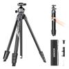 NEEWER LITETRIP LT07 61" Aluminum Travel Tripod for Camera w Pan Tilt Low Profile Ball Head, Arca QR Plate Compatible with PD Tripod Plate, Dual Center Axis, Phone Holder, Max Load 22lb view 1