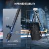 NEEWER LITETRIP LT07 61" Aluminum Travel Tripod for Camera w Pan Tilt Low Profile Ball Head, Arca QR Plate Compatible with PD Tripod Plate, Dual Center Axis, Phone Holder, Max Load 22lb view 3