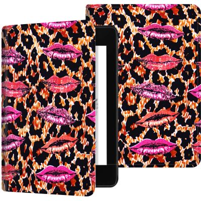 Case for Kindle Scribe 1st Generation (10.2 inch,2022 Release), PU Leather Kindle Scribe Folio Adjustable Stand, with Auto Sleep/Wake Smart Cover for 10.2 Amazon Kindle Scribe, Leopard Lips