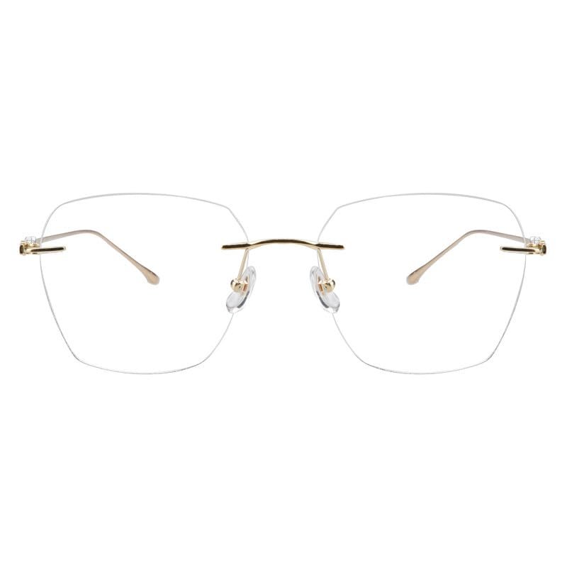 LAMBBAA Accessories Glasses Titanium Frame Glasses Classic Computer Flexible Anti Eyestrain For Men Women(gold,+3.75Magnification)