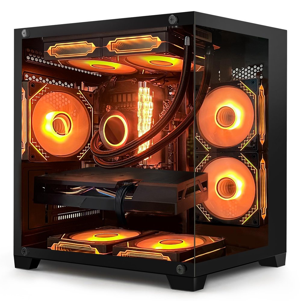 HELLOLAND Gaming PC Desktop -Intel Core i5-13400F up to 4.6 GHz- GeForce RTX 3050 6GB- 32GB DDR4 3200MHz - 1TB PCIe+1TB SATA SSD- RGB Fans- Windows 11 -Black