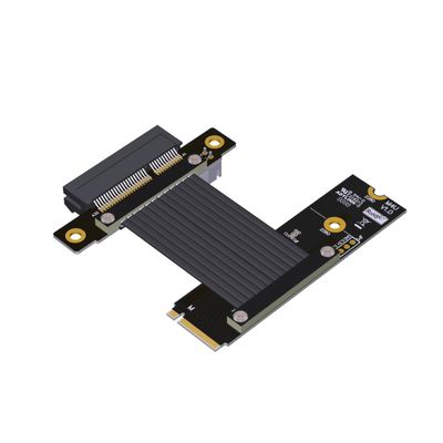 ADT-Link Pcie 4.0 M.2 Nvme to x4 Extension Flat Riser Cable Corner 90 Degrees Ful Speed for PCIE 4X SSD RAID, LAN, GPU, Capture Card Extender (M42UF, 20cm)