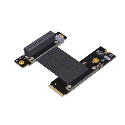 ADT-Link Pcie 4.0 M.2 Nvme to x4 Extension Flat Riser Cable Corner 90 Degrees Ful Speed for PCIE 4X SSD RAID, LAN, GPU, Capture Card Extender (M42UL, 5cm)