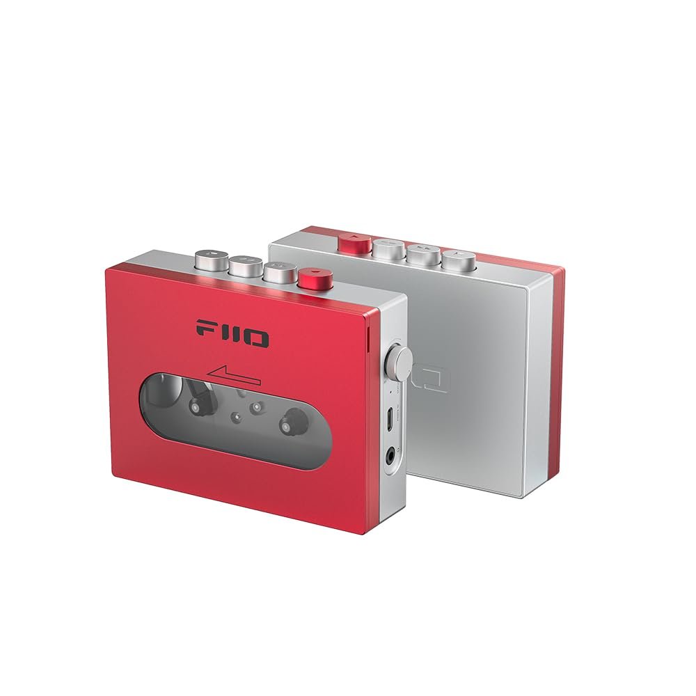 FiiO CP13 Portable Cartridge Player with 3.5mm Headphone Jack, Extremely Low Wow&Flutter Effect, Powered by USB-C or Lithium Battery (Red and Silver)