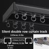 Heavy-Duty Curtain Conjoined Double Track Ceiling Mounting Aluminium Alloy Curtain Rails, Room Divider Track, Curtain Track Ceiling Mount Heavy Duty Curtain Tracks Rods System ( Color : Champagne , Si view 2