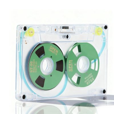 Blank Cassette Tape for Music Recording, 46 Min Type I Normal Bias, Vintage Visual Effect with Moving Reels, Gift for Musicians & Bands (Green)