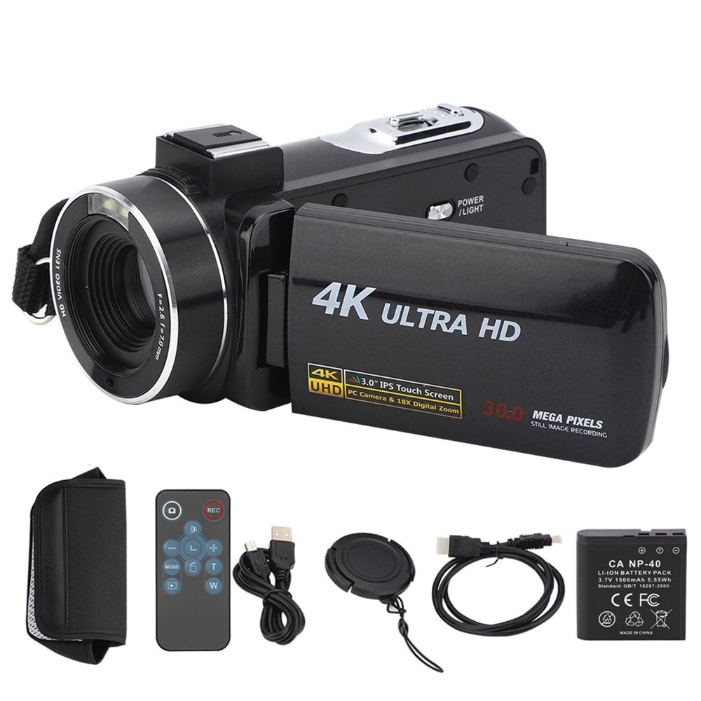 BTSEURY Digital 4k Video Camera, Anti Shake High Definition Digital Video 18x Zoom 3in Touching Display Screen 4k Video Camera Camcorder 4k Camcorder