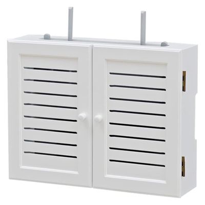 VEGIONES Router Shelf Wall Mount WiFi Router Storage Box, Wall-Mounted Router Rack Bracket, Window-Shades Floating Wall Shelf, WiFi Storage Box, Power Strip Protector Hider (Size : 52x38cm)