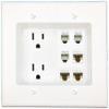 RiteAV Recessed Duplex Receptacle Outlet 3 CAT6 3 Phone Wall Plate White view 1