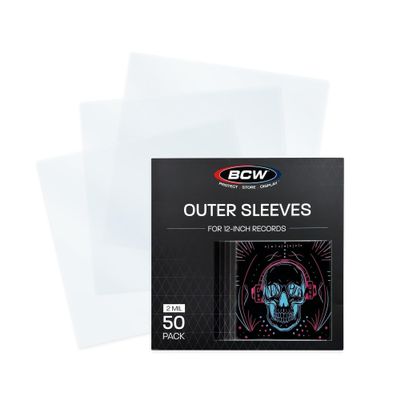 BCW 12-Inch Outer Sleeves  50 Pack | Clear 2 Mil Polypropylene | Acid-Free Archival Quality for 33 1/3 RPM Album Covers | Ideal for Collectors