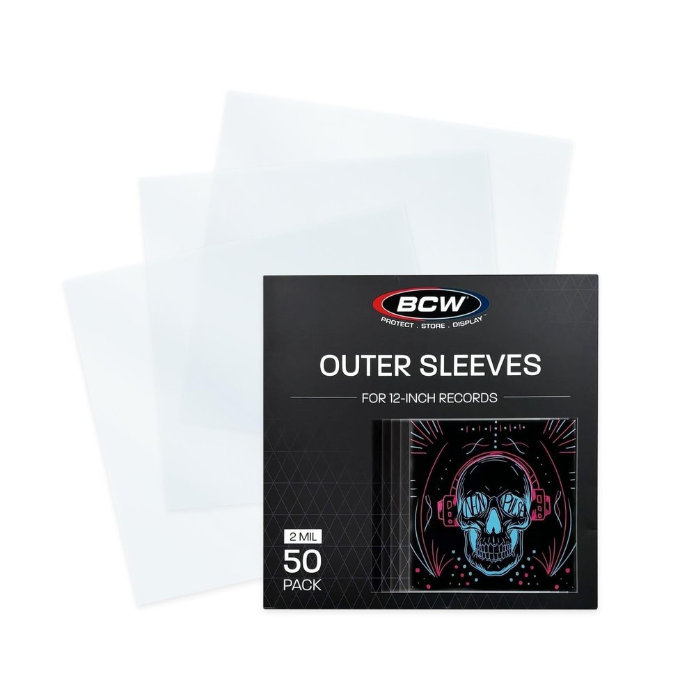 BCW 12-Inch Outer Sleeves  50 Pack | Clear 2 Mil Polypropylene | Acid-Free Archival Quality for 33 1/3 RPM Album Covers | Ideal for Collectors