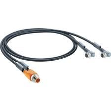 ASB 2-RKMWV/LED A 3-224/2 M, M12/M8-Splitter, Str M12 Duo M 4pos-2xRA M8 F 3pos, 3wire 2m, PUR Black, 600003284