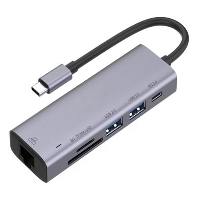 6-in-1 Adapter USB C Hub Compatible with Samsung Galaxy S23 S24 Ultra Plus - RJ45 Ethernet Port Type-C PD Charger Card Reader Network