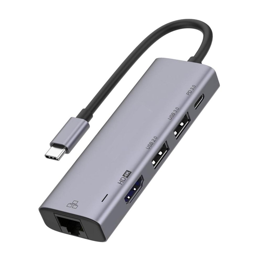 5-in-1 USB C Hub HDMI TV Adapter Compatible with Samsung Galaxy S22 Ultra Plus - RJ45 Ethernet Type-C PD Audio Video Projector Converter