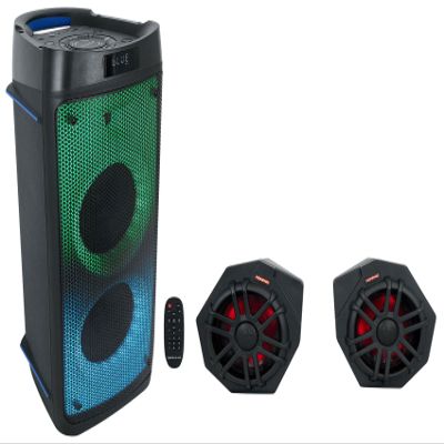 Audiosavings Bundle: (2) Memphis Audio CANAMX365FE 75w RMS LED Speaker Pods for 2017+ Can Am X3 Bundle with (1) Rockville BASS Party 65 1200w Battery Powered LED Bluetooth Speaker Mic Input (4 Item)