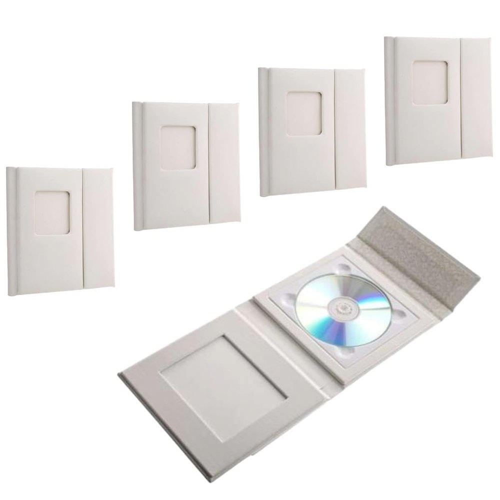 Adorama Overlapping CD Holder with Cover Window, Holds 1 CD, White | 5-Pack