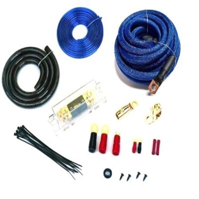 225FWY 4 Gauge AWG 100% OFC Copper Custom Snakeskin Braided Sleeving Amplifier Wiring Kit 2000 Watts LOT (Blue, 4 Gauge)