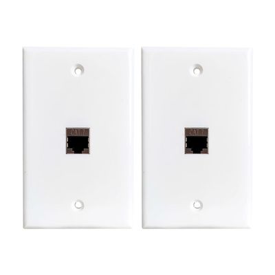 1 Port CAT7 Ethernet Wall Plate Female to Female, Single Gang Shielded CAT 7 Keystone Jack Outlet Cover Plate for CAT8/CAT7/CAT6 Network Cables(2-Pack)