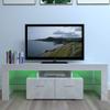 LED Lights TV Console Table, Entertainment Center with Storage, LED TV Stand with Drawer for Living Room Bedroom, Modern Media Console, TV Console with Storage, TV Stand for Living Room, White view 4